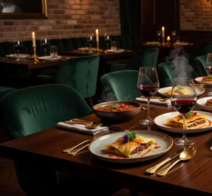 Luxus borvacsora teríték, gyertyafénnyel és elegáns szervízzel a Table Lounge Hubban.
